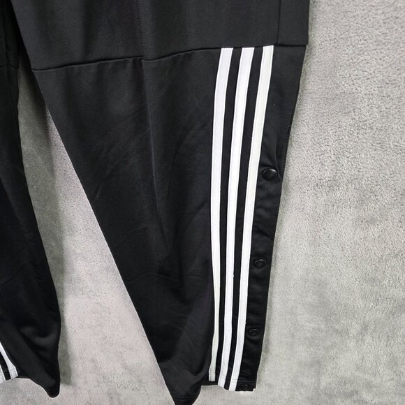 Mens Adidas Black Snap Button 1/2 Tearaway Track Pants Drawstring Elastic XL - Picture 2 of 11
